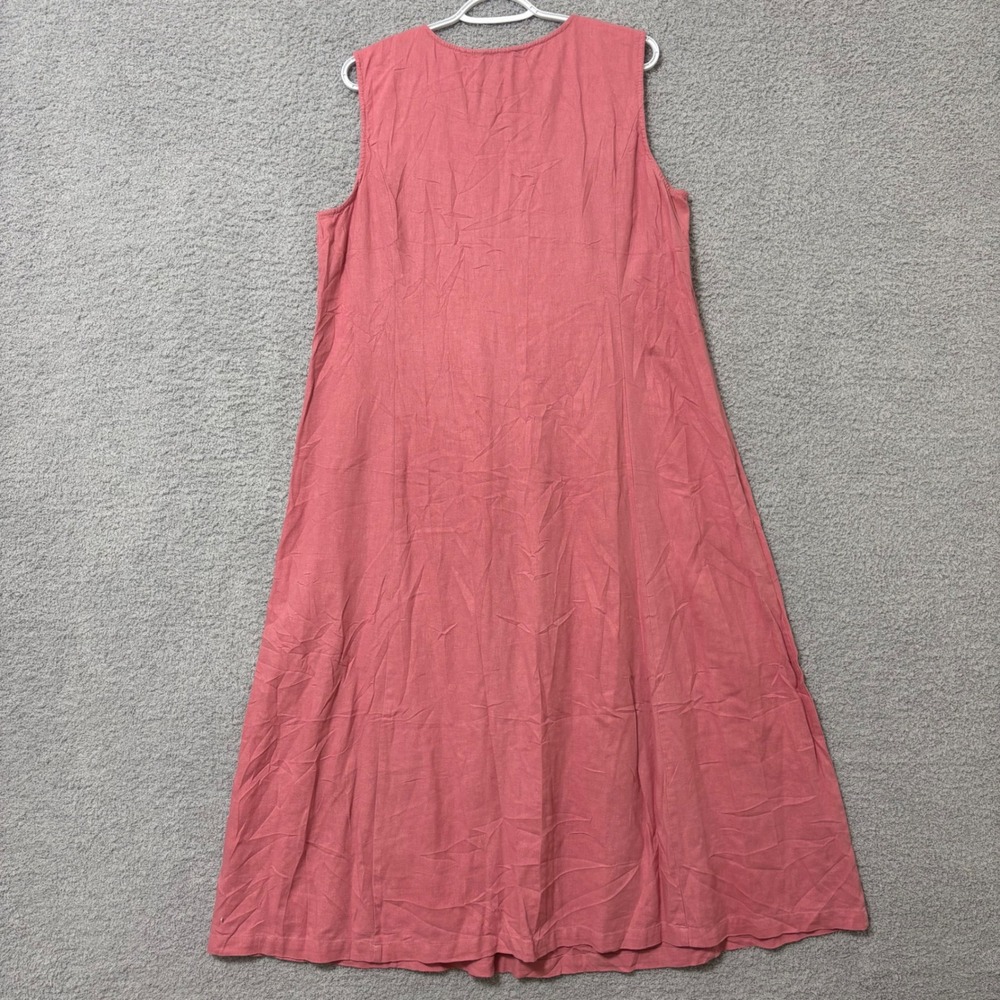 Breathable Linen Blend Midi Dress 1X Sleeveless Summer Vacation Side Zip Travel - Picture 7 of 11